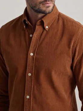 Oranje effen corduroy overhemd