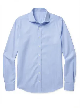 Gemakkelijk te strijken hemelsblauw geruit poplin overhemd