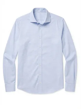 Effen hemelsblauw twill overhemd