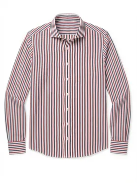 Blauw gestreept poplin overhemd