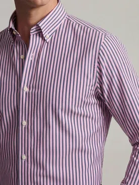 Blauw gestreept poplin overhemd