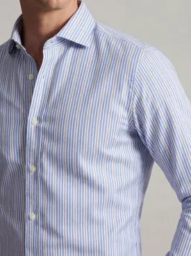 Blauw gestreept twill overhemd