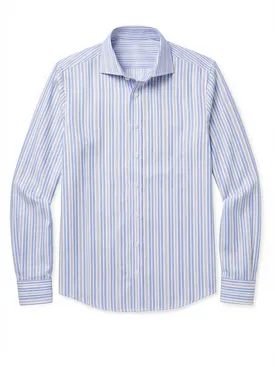 Blauw gestreept twill overhemd