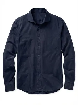 Effen marineblauw linnen overhemd