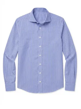 Blauw gestreept poplin overhemd