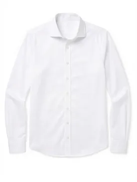 Effen wit stretch poplin overhemd