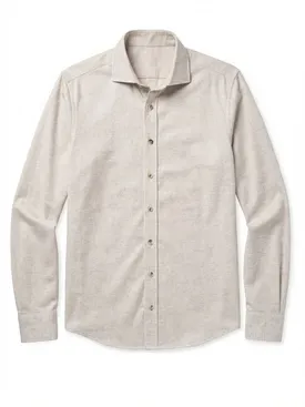 Effen beige flanel overhemd