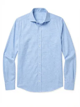 Effen hemelsblauw flanel overhemd