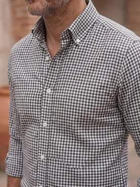 Flanel overhemd met kleine bruine ruiten