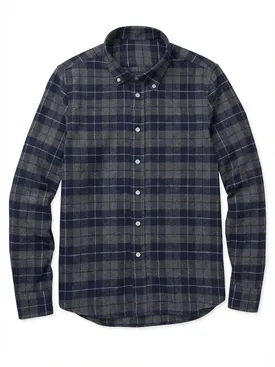 Blauw en grijs tartan dik flanel overhemd