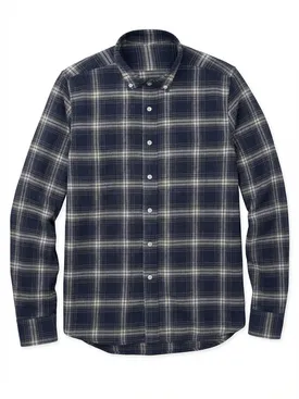 Blauw tartan dik flanel overhemd