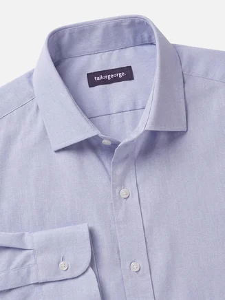 Popeline overhemd met lavendelblauw micro-ruitdessin