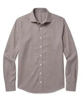 Effen bruin twill overhemd